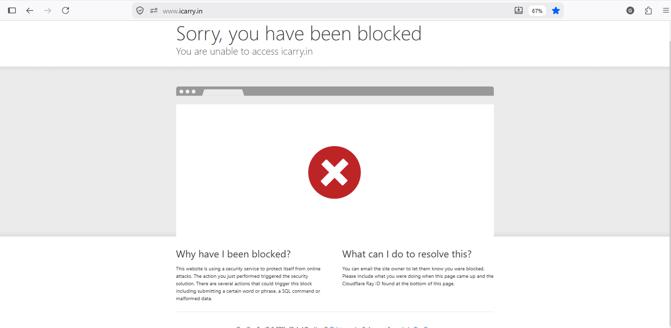 Sorry You Have Been Blocked Error Page