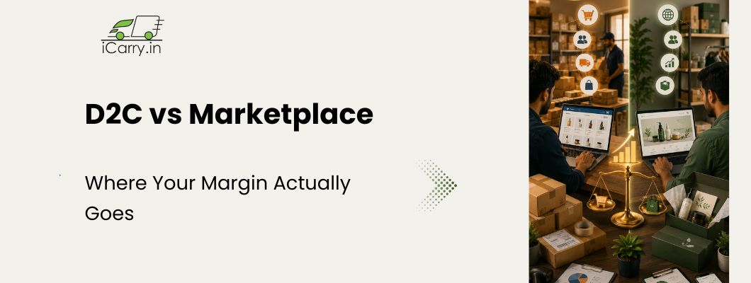 D2C vs marketplace selling in India cost comparison, ecommerce logistics, commissions, shipping costs, profit margins