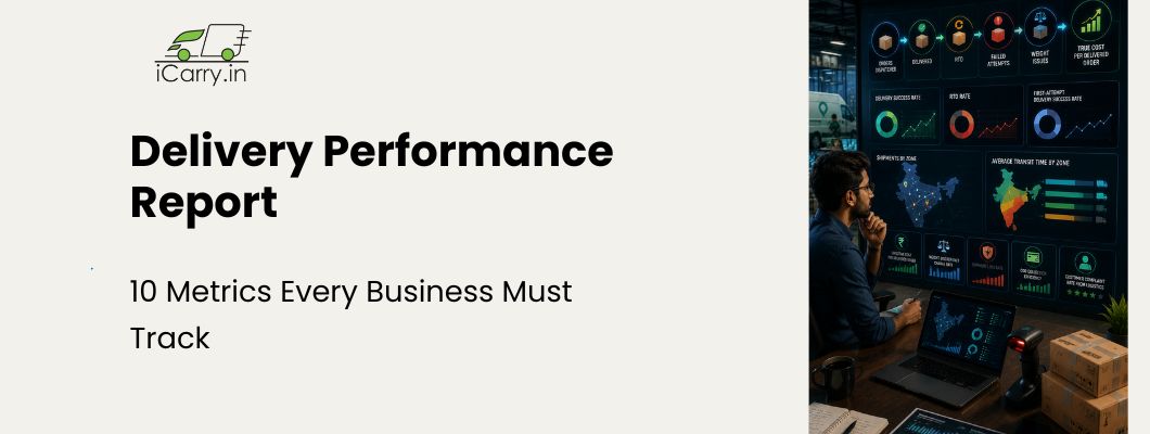 iCarry.in delivery performance report, ecommerce shipping metrics, delivery success rate, RTO rate, NDR analysis, shipment tracking KPIs, courier performance monitoring, and logistics analytics for businesses