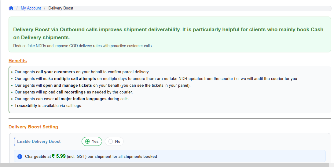 iCarry® Delivery Boost - Agent Call Feature