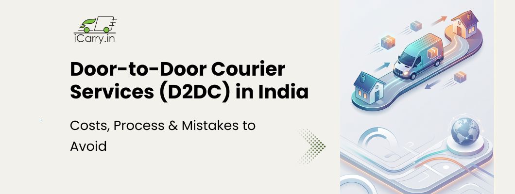 Door to door courier services in India explained with logistics process, last mile delivery, and shipping workflow illustration