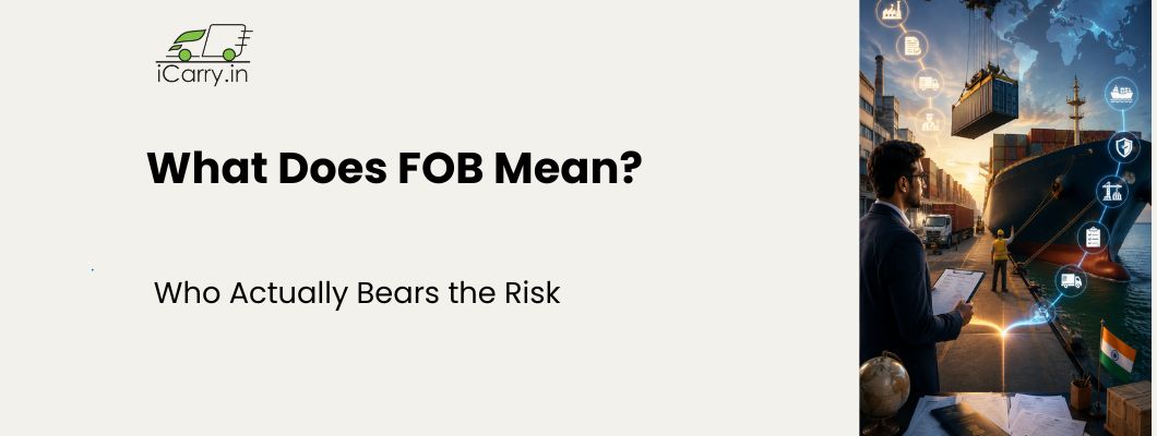 FOB meaning, Free On Board shipping terms, international trade risk responsibility, export logistics, buyer and seller obligations, cargo ownership transfer, and freight shipping concepts