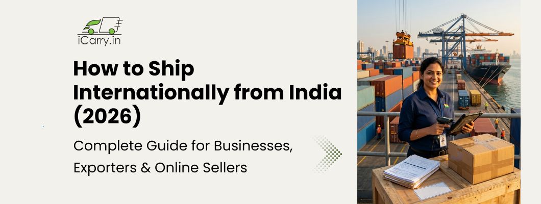 International shipping from India guide showing export documents, courier delivery and customs process for businesses