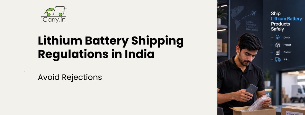 Lithium battery shipping regulations in India, highlighting safe packaging, compliance checks, declaration requirements, and steps to avoid shipment rejections