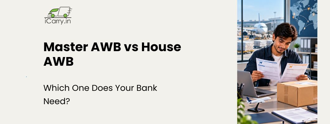 Master AWB vs House AWB for international shipping, explaining airway bill options and bank documentation requirements.