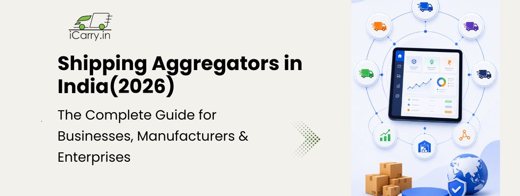 shipping aggregator for indian businesses infographic showing ecommerce logistics optimization multi courier network dashboard analytics and scalable shipping solutions for brands and enterprises in India