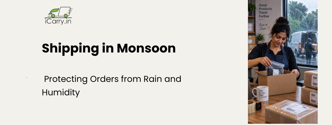 Shipping in monsoon season - protecting parcels and orders from rain and humidity damage during packing and delivery in India