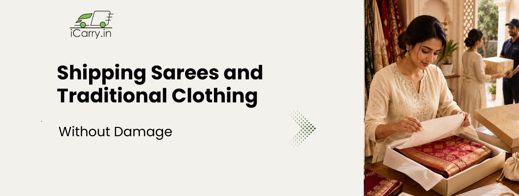 iCarry shipping sarees, traditional clothing, saree packaging, garment shipping, textile shipping, India courier