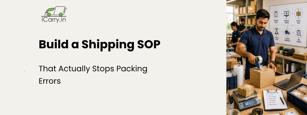 iCarry.in shipping SOP, standard operating procedure for ecommerce shipping, packing process, parcel verification, weight checking, shipping documentation, courier handover, and reducing packing errors