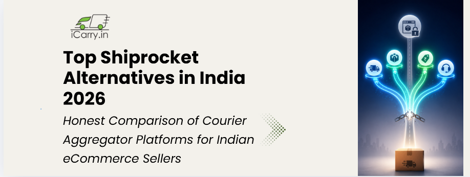 top shiprocket alternatives in india 2026 comparison of courier aggregator platforms for ecommerce sellers with multi courier network illustration