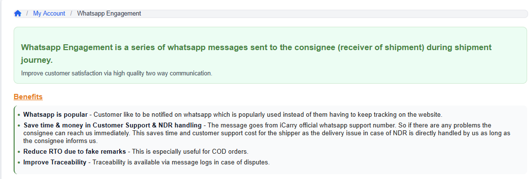 iCarry® WhatsApp Engagement - Two Way Chat